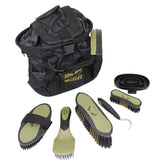 Bentley Deluxe 8pc Equestrian Horse Grooming Brush Kit Boxed Set Black & Gold